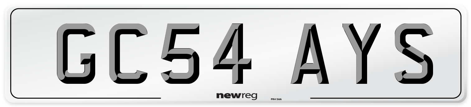 GC54 AYS Number Plate from New Reg